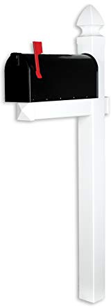 4Ever Products The Richmond Vinyl/PVC Mailbox Post No Dig System - White (Includes Mailbox)