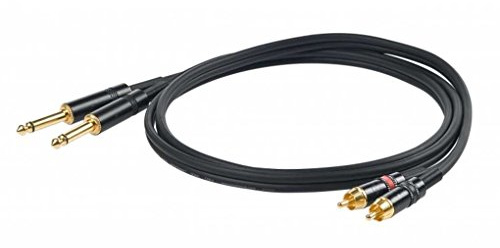 Proel CHLP310LU5 - Cavo audio professionale STEREO 2x Jack Mono 6,3mm a 2x spina RCA - 5mt, Nero (5mt)