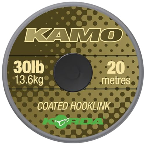 Korda Kamo Coated Hooklink, Karpfenvorfach, Abriebfeste Schnur, Matte Beschichtung, Sinkendes Vorfachmaterial, Für das Karpfenangeln