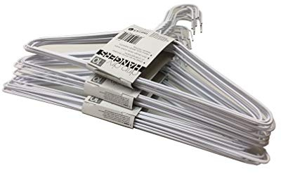 Set of 30 Wire Hangers Galvanized Steel Metal Coat Clothes Hangers with Plastic Coating White Color 16 (40.5Cm) Wide - 13 Gauge