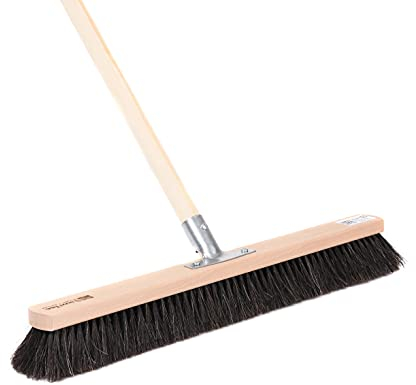 BawiTec Echt-Naturhaar-Besen, Breite 100cm, inkl. stabilem Stiel Länge 140cm, Stiel-Ø28mm, Rosshaarbesen, sehr weiche Borsten (Mischung),Kehrbesen,Saalbesen,Rosshaar,Besenstiel,Holzstiel,Roßhaar