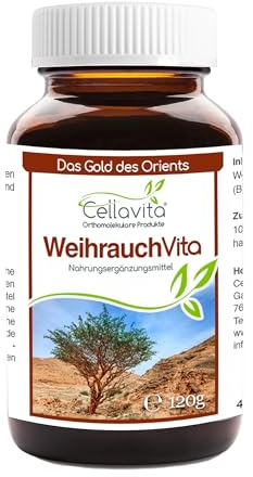 Cellavita – Weihrauch (Boswellia Sacra aus dem Oman) Vita traditionelles Nahrungsergänzungsmittel – Weihrauchharz Pulver Monatspackung 120g im Glas – Hochwertiges pflanzliches Naturprodukt
