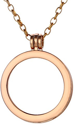 Morella Damen Halskette 70 cm Edelstahl mit Anhänger Träger für Coins 33 mm in Schmuckbeutel