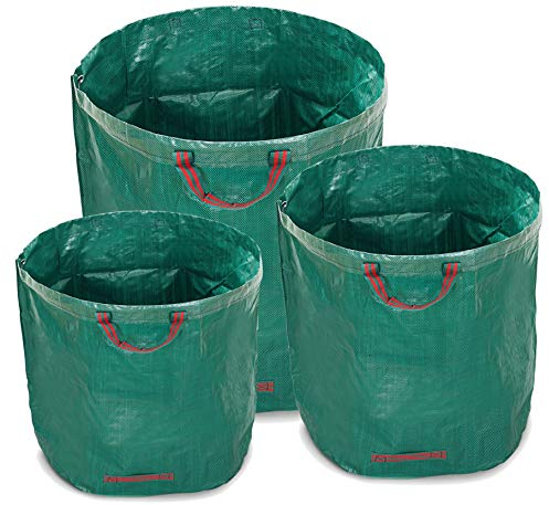 WUNDERGARDEN Set di Sacchi da Giardinaggio – 1 pz. 200 Litri, 1 pz. 300 Litri, 1 pz. 500 Litri – Rifiuti del Giardino, Foglie, Compost – Sacchi Rotondi, Autoportanti e Ripiegabili