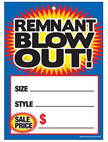 G60RBO Remnant Blow Out - Grommet Reinforced (Brass Ring) Sale Tags - 5 x 7 (100 Pack) Carpet and Flooring Store Price Cards 10pt Card Stock for Easy Writing