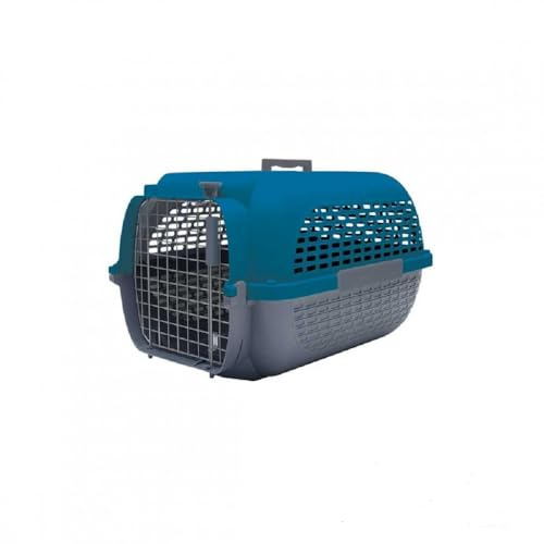 dogit Catit Voyaguer Transportbox für Haustiere, Größe S, 48 x 32 x 28 cm, Grau/Blau