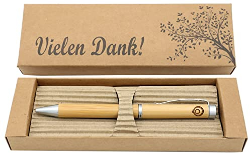 MORWE Bambus Kugelschreiber mit Vielen Dank Gravur - Nachhaltiger Holz Kugelschreiber als Dankeschön - Geschenk für Vertragsabschlüsse, Kunden, Geschäftspartnern sowie Kollegen