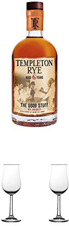 Templeton Small Batch Rye 6 Jahre 45,75% Whisky 0,7 Liter + Nosing Gläser Kelchglas Bugatti mit Eichstrich 2cl und 4cl 1 Stück + Nosing Gläser Kelchglas Bugatti mit Eichstrich 2cl und 4cl 1 Stück