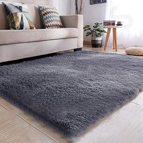 Muutos Tappeto in Finta Pelle di Pecora-Agnello, Tappetino Coperta Peloso Imitazione, Morbido e Antiscivolo Ottima qualità, Adatto per Tappeto per Soggiorno, Grigio, 140 x 140 cm