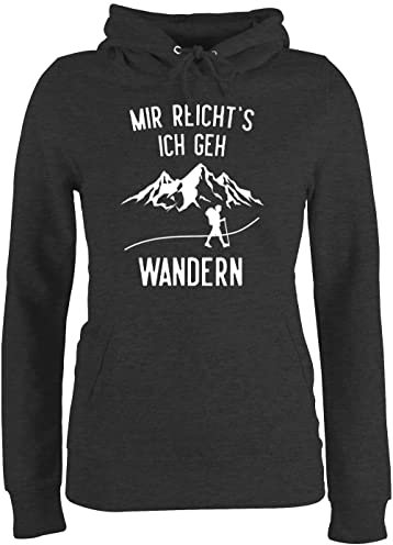 Pullover Damen Hoodie Frauen - Laufen Joggen Zubehör - Mir reichts ich geh wandern - Berge - XXL - Anthrazit meliert - wanderbekleidung laufsport berg fun-kapuzenpullover sprüche hobby tüte pulli