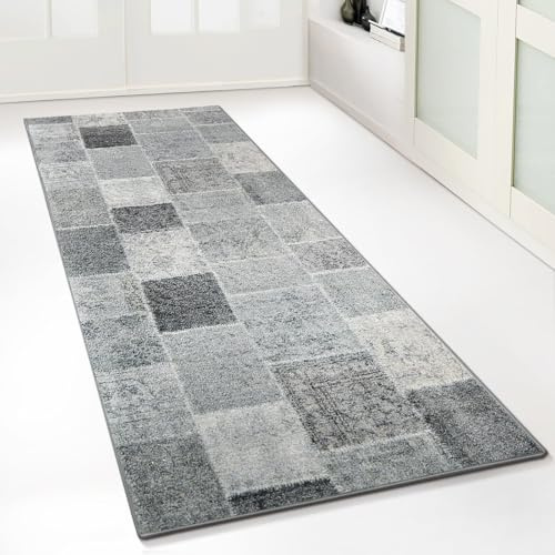 Floordirekt Teppich-Läufer auf Maß Monsano - Moderner Wohnteppich für Flur, Küche, Schlafzimmer - Meterware - rutschfest, robust & pflegeleicht (Anthrazit, 80 x 300 cm)