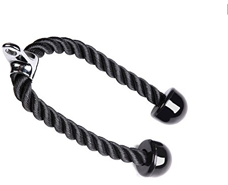 Cuerda de Nailon Duradera para tríceps, Cuerda de Entrenamiento de tríceps Resistente con Gancho de Acero para Gimnasio y hogar, Accesorio Negro para máquina de Ejercicios de 68 cm