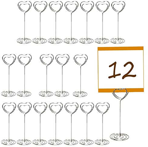 20Pcs Kartenhalter, Herz Kartenhalter, Hochzeit Platzkartenhalter, Foto Memo Bilder Clip, Silber Metal Herz, Fotohalter, Memohalter, Name Platz Karten Halter, für Büro Wohnung Hochzeit Geburtstag