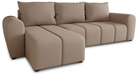 Ecksofa Cleo L mit Schlaffunktion - Sofa mit Bettkasten, Polsterecke, Couchgarnitur, Eckcouch, L-Form Couch, Sofagarnitur - Ottomane Universal (Beige (Soro 23))