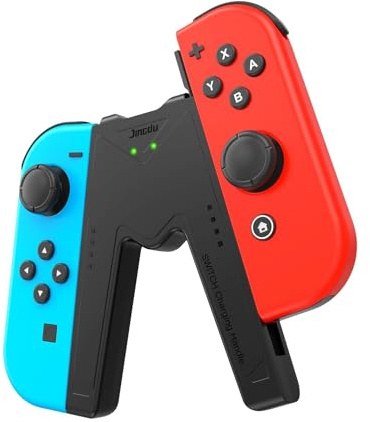 JINGDU Ladegriff für Switch NS/Switch OLED Joy Con,Griffhalterung Gaming Griffgriff Controller Für Nintend Switch Joy-Con,USB-C-V-förmiger Controller,Black