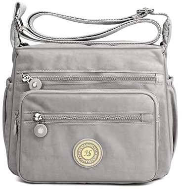 Simcat Crossbody väska flera fickor crossbody handväskor dam axelväskor messengerväskor nylon vattentäta väskor för damer fru mamma stor, Grå, en storlek