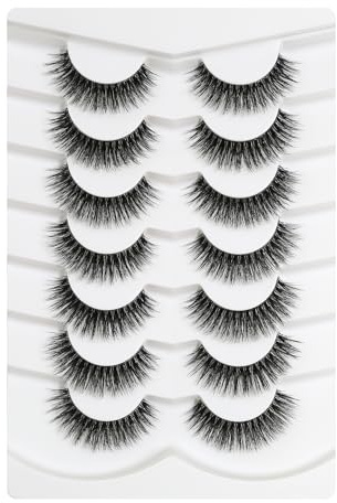 Happy Heartbeat 3D Clear Band Falsche Wimpern Natürlich Look Cat Eye Künstliche Wimpern Wispy Faux Mink lashes Flauschig Weiche Fake Eyelashes 7 Paare (No.207)