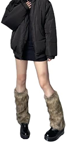 Frauen Vintage Pelz Beinwärmer Winter Warm Harajuku Gothic Einfarbig Kunstpelz Stiefel Schuhe Manschetten Abdeckung Socken Streetwear Pelz Beinwärmer