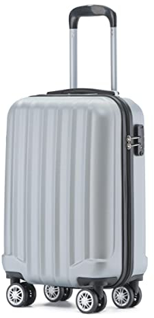 BEIBYE TSA-Schloß 2080 Hangepäck Zwillingsrollen Reisekoffer Koffer Trolley Hartschale Handgepäck M(Boardcase) (Silber, M)