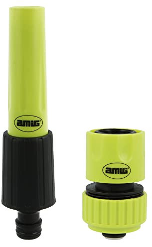 Amig - Kit Di Irrigazione | 2 Componenti | 1 Lancia Di Irrigazione a Flusso Regolabile e Attacco Rapido 1 3/4 Con Funzione di Spegnimento | Ideale per il Giardinaggio | Plastica ABS | Verde