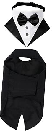 COLLBATH Hundeanzug Und Bandana Fliege Hemd Für Formelle Anlässe Für Hochzeiten Maskenbälle Und Alltag Haustierkleidung Mit Dekorativen Knöpfen