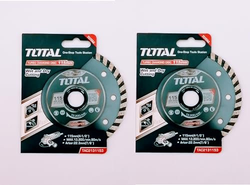 Disco de diamante 115 mm Total 2 piezas por baldosa cerámica granito mármol 11.5 x 11.5 x 0.2 cm