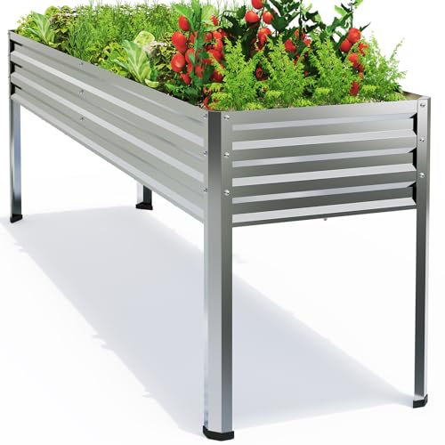 FOYUEE 72x24x32in Galvanized Raised Garden Bed Planter with Legs
