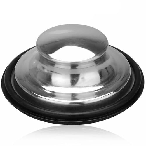 cozydiscount Abflussstopfen für Küchenspüle, Stopper – Edelstahl und 100% reines Gummi – Standardgröße 85/89 mm, poliertes Chrom