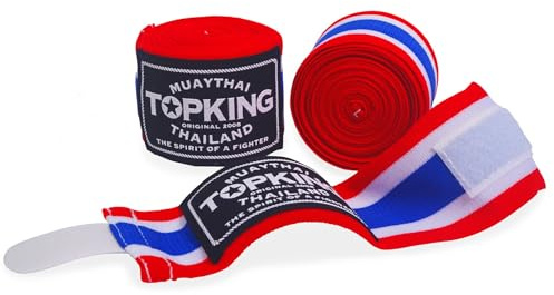 TopKing Boxing Muay Thai Handbandagen aus Baumwolle, Schwarz, Weiß, Blau, Rot, Grün, Orange und Thai-Flagge
