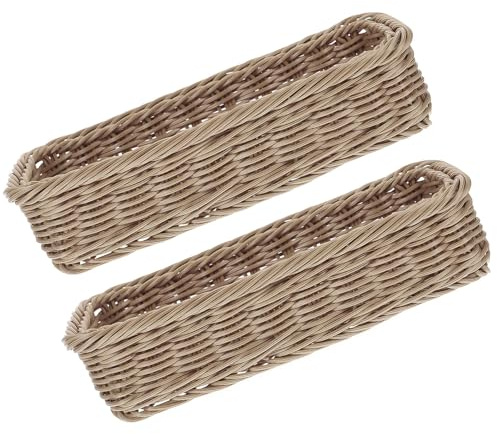 Amosfun 2pcs Woven Cutlery Organizer Basket for Home Woven Storage Basket Silverware Organizer Function Desktop Cutlery