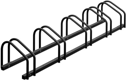 Relaxdays Fahrradständer, für 5 Fahrräder, Stahl Bodenparker, Reifenbreite 60mm, Abstellständer, Fahrradstand, anthrazit