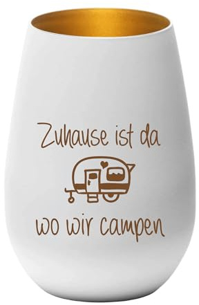 KT-Schmuckdesign Windlicht - Zuhause ist da wo wir campen - Teelichthalter, Geschenkidee, Geburtstag, Weihnachten, Camper, Camping Liebhaber