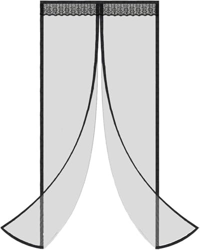 CUQOO Magnetic Fly Screen Door – 100x210cm Bug Mesh Curtain for Doors, Self-Closing Magnetic Closure, Easy No-Drill Installation, Durable Insect Net for Flies, Mosquitoes & Bugs – Black