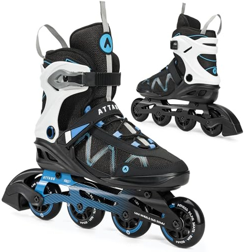 ATTABO Pattini in linea da Uomo Bliss 44 EU Comfort e sicurezza Guscio semirigido in alluminio Skid Ruote in PU da 80 mm Cuscinetti ABEC-7 Regolabili per una migliore vestibilità Colore Blu