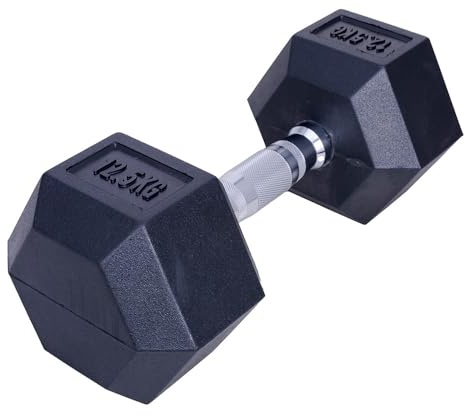 ForzaFit Sechskant Kurzhantel - Hexagon Dumbbells aus Gummi und Stahl (d) 12.5 kg)