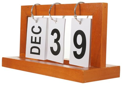 JEWEDECO Vintage Holz Schreibtischkalender Perpetual Kalender Mit Monats Und Tagesanzeige Für Büro Wohnung Und Kreative Dekoration Aus Hochwertigem Holz Gefertigt Handlich Und Praktisch
