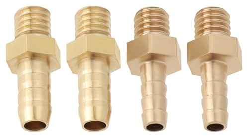 LT Easiyl 4 Piezas Conector de Manguera de Púas de Latón Métrico M6 X 1,0-4 Mm Y M6 X 1,0-5 Mm para Adaptadores de Piscina y Estanque - Rosca Macho Accesorio