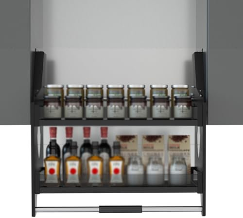 Ausziehbarer Schrank-Organizer – 2 Etagen, Herunterziehbare Regale For Küchenschränke, Platzsparend, Idealer Gewürzregal-Organizer For Küchenschränke Mit Einer Belastung Von 30 Kg(Cabinet 450mm)