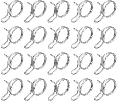 sourcing map 20Pcs 0.83-0.93 Inch Inner Dia Double Wire Spring Hose Clamp, Stainless Steel Adjustable Spring Clips for Hose Fuel Line Silicone Tube Water Pipe Air Pipe