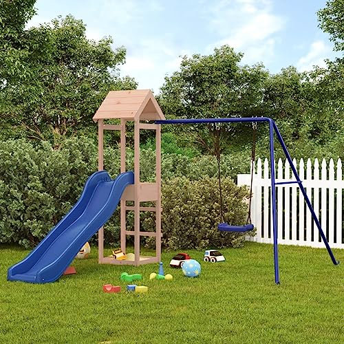 Juroupi Playhouse with Slide Swing Solid Wood Douglas,Playhouse,Playhouse with Slide,Sports Toys & Outdoor-3155856