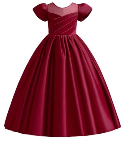 Lito Angels Robe Fille à Manches Bouffantes, Bourgogne, Taille 11-12 Ans