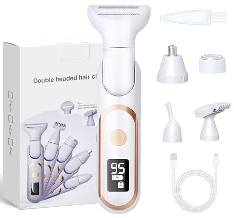 Rasierer Damen, Intimrasierer für Frauen, LCD-Display Verstellbar Rasierer Damen Wasserdicht Wiederaufladbarer Damenrasierer Elektrisch für Bikinizone Achseln Beine (Weiß)
