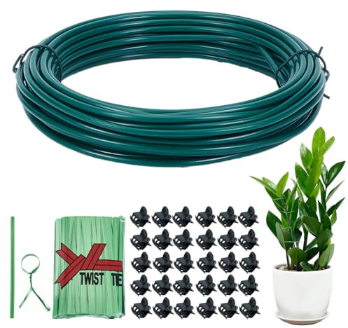OLYCRAFT Tuteurs pour Plantes de 12 m Découpables et Pliables en Rouleau Robustes pour Orchidées avec 800 Attaches Torsadées et 30 Clips pour Plantes en Pot Décoration de Jardinage