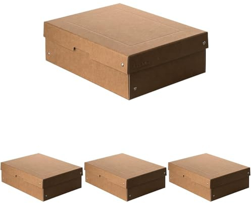 FALKEN Original PureBox Nature. Made in Germany. 100 mm hoch DIN A4. Aufbewahrungsbox mit Deckel aus stabilem Karton Vegan Geschenkbox Transportbox Schachtel Allzweckbox (Packung mit 4)