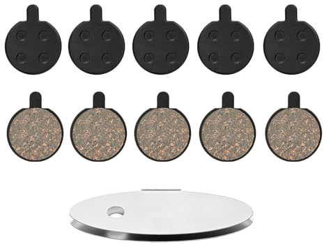 5 Pairs Bike Brake Pads, Low Noise Disc Brake Pads for Mountain Bicycles, Ebikes, Scooters - Semi-Metallic Resin Braking Pads Kit with Smooth Performance and Easy Installation