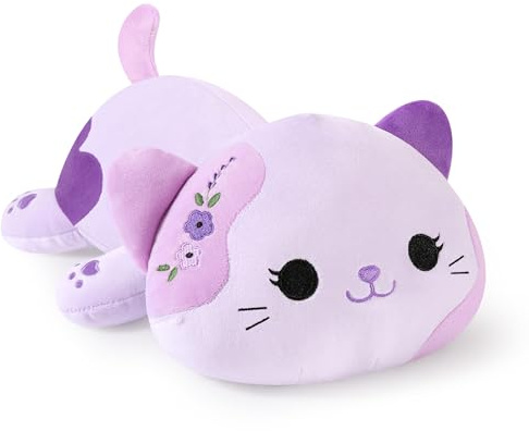 shownicer Plüschtier Katze Kuscheltier Stofftier Kawaii Katze Plüsch Kissen Spielzeug Kätzchen Plüsch Geschenk für Erwachsene Kinder 3+ Jahre (Violett, 30cm)