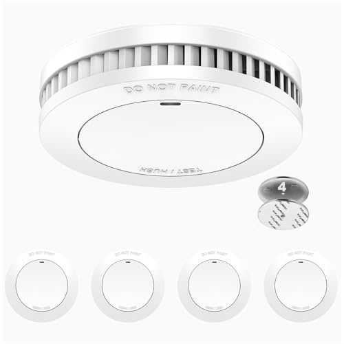 XINDUM Rauchmelder 10 Jahre Batterie TÜV-Zertifiziert 4er-Set | Feuermelder ohne LED blinkende, Flach Rauchwarnmelder, Brandmelder, Stummschaltfunktion, EN14604