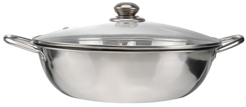 BESPORTBLE Casserole Hot Pot Acier Inoxydable avec Couvercle Verre Double Compartiment pour Saveurs Variées Compatible Induction et Gaz Poignée Large Antidérapante Cuisson Multifonction