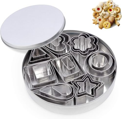 24 Stück Ausstecher Set, Plätzchen Ausstecher Geometrische Keks Ausstechformen Keksausstecher aus Edelstahl Cookie Cutter für Weihnachten&Geburtstag, Tortendekorationen, Zuckerkuchen und Kekse