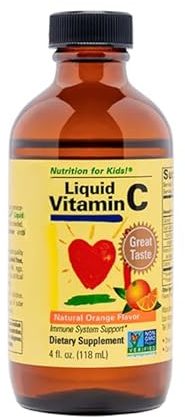Esentials, Vitamina C líquida, sin OMG, sin gluten, sabor a naranja natural, 118 ml